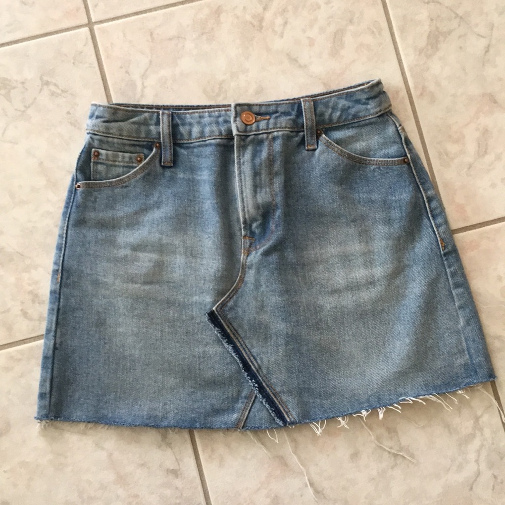 Skirt. Short skirt. Denim skirt.